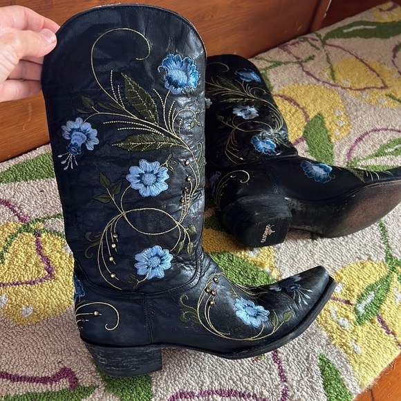 Old Gringo swarovski Crystal & Blue Flowers Boots - Picture 1 of 16